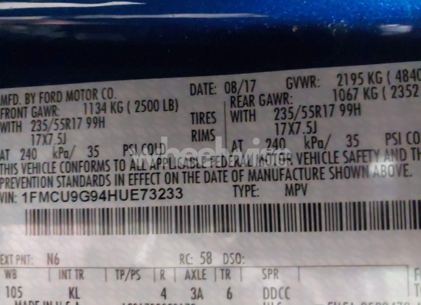 Photo 9 of 2017 Ford Escape SE (VIN 1FMCU9G94HUE73233)