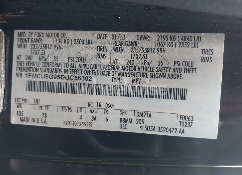 Photo 9 of 2013 Ford Escape SE (VIN 1FMCU9G95DUC56302)