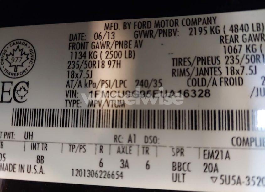 Photo 9 of 2014 Ford Escape SE (VIN 1FMCU9G95EUA16328)