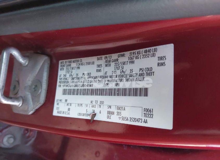 Photo 9 of 2014 Ford Escape SE (VIN 1FMCU9G95EUB04148)