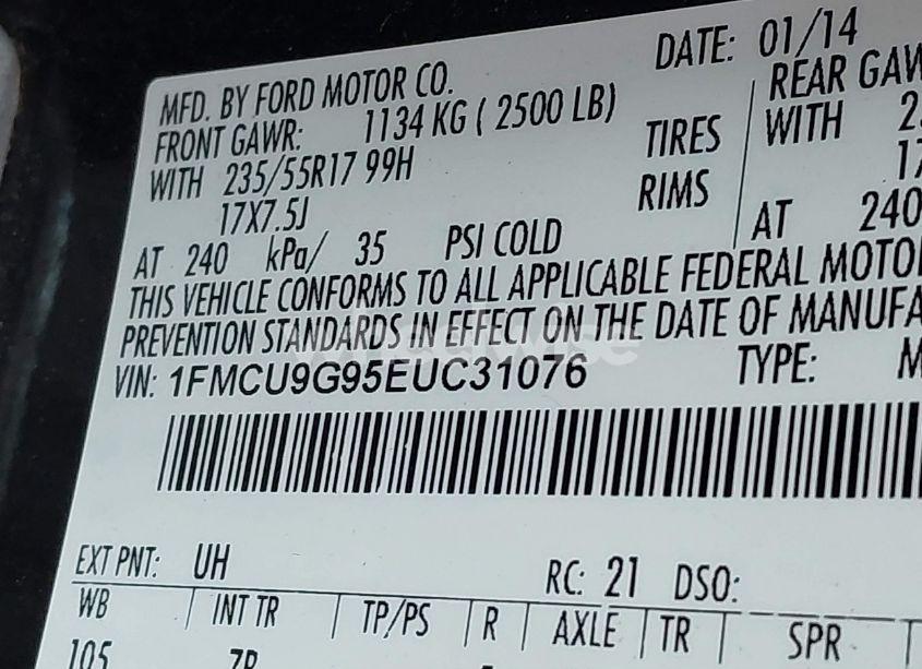 Photo 9 of 2014 Ford Escape SE (VIN 1FMCU9G95EUC31076)