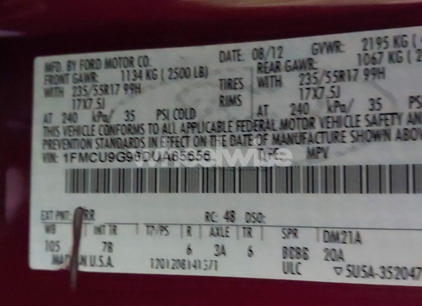 Photo 9 of 2013 Ford Escape SE (VIN 1FMCU9G96DUA85656)