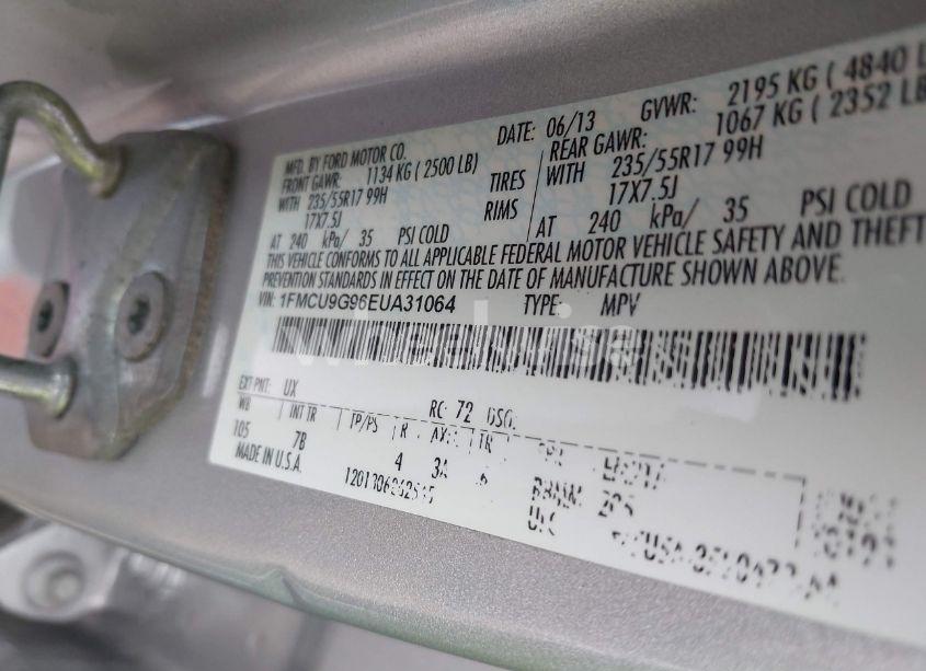 Photo 9 of 2014 Ford Escape SE (VIN 1FMCU9G96EUA31064)