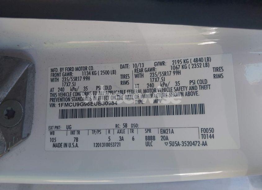 Photo 9 of 2014 Ford Escape SE (VIN 1FMCU9G96EUB30984)