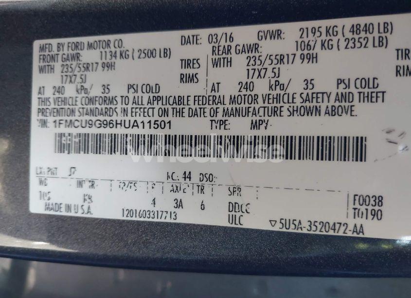 Photo 9 of 2017 Ford Escape SE (VIN 1FMCU9G96HUA11501)