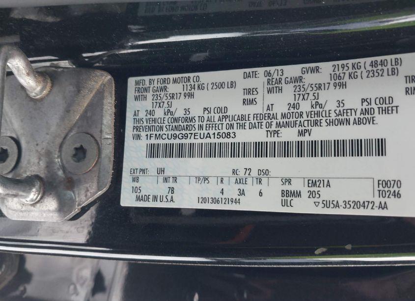 Photo 9 of 2014 Ford Escape SE (VIN 1FMCU9G97EUA15083)