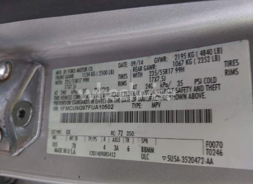 Photo 9 of 2015 Ford Escape SE (VIN 1FMCU9G97FUA10502)