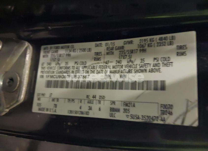 Photo 9 of 2015 Ford Escape SE (VIN 1FMCU9G97FUB37587)