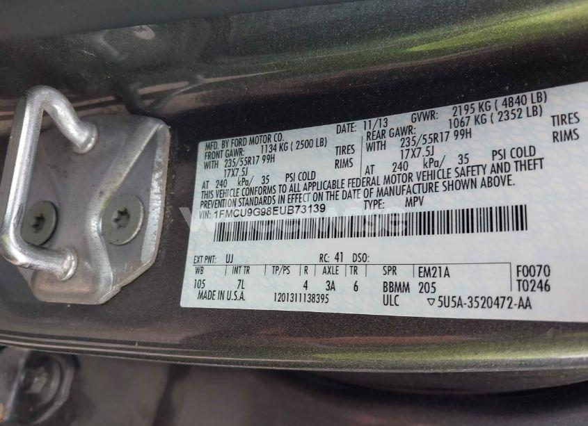 Photo 9 of 2014 Ford Escape SE (VIN 1FMCU9G98EUB73139)