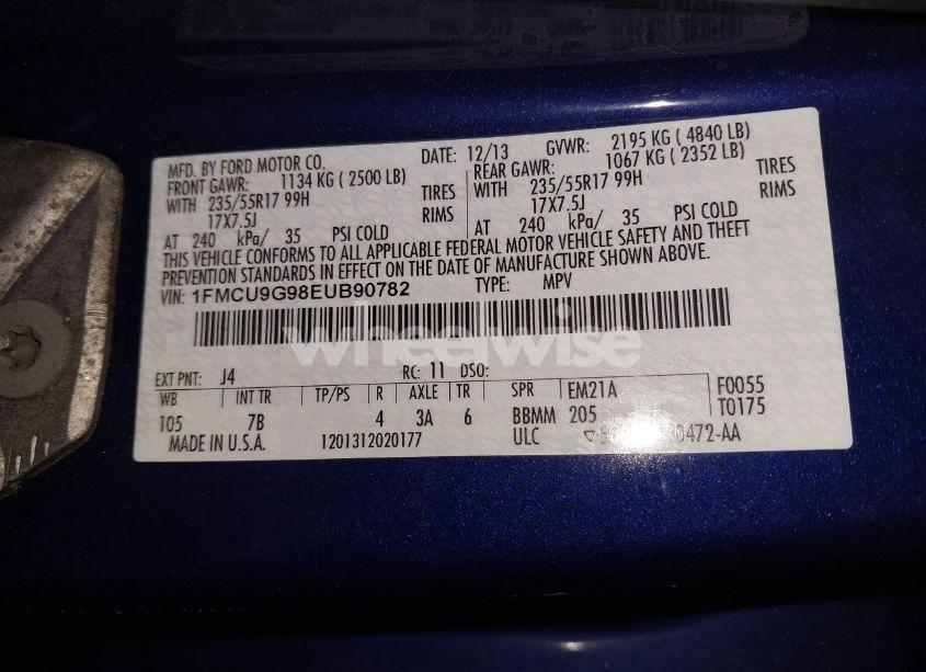 Photo 9 of 2014 Ford Escape SE (VIN 1FMCU9G98EUB90782)