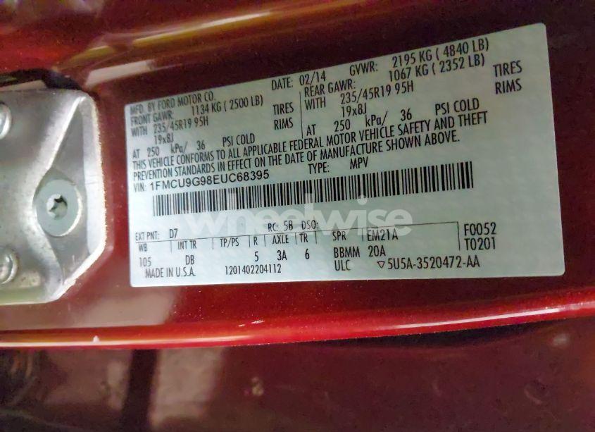 Photo 9 of 2014 Ford Escape SE (VIN 1FMCU9G98EUC68395)