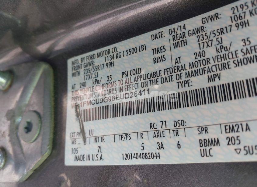 Photo 9 of 2014 Ford Escape SE (VIN 1FMCU9G98EUD26411)