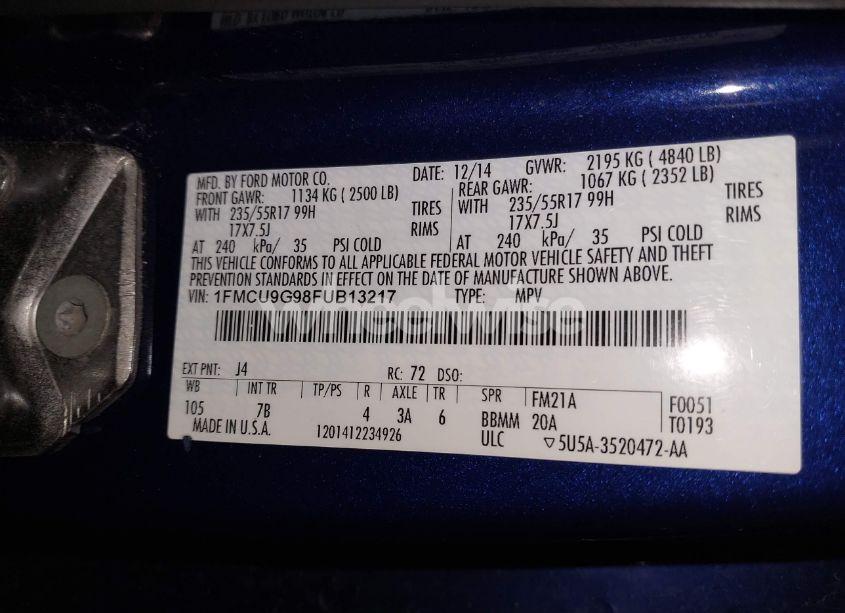 Photo 9 of 2015 Ford Escape SE (VIN 1FMCU9G98FUB13217)