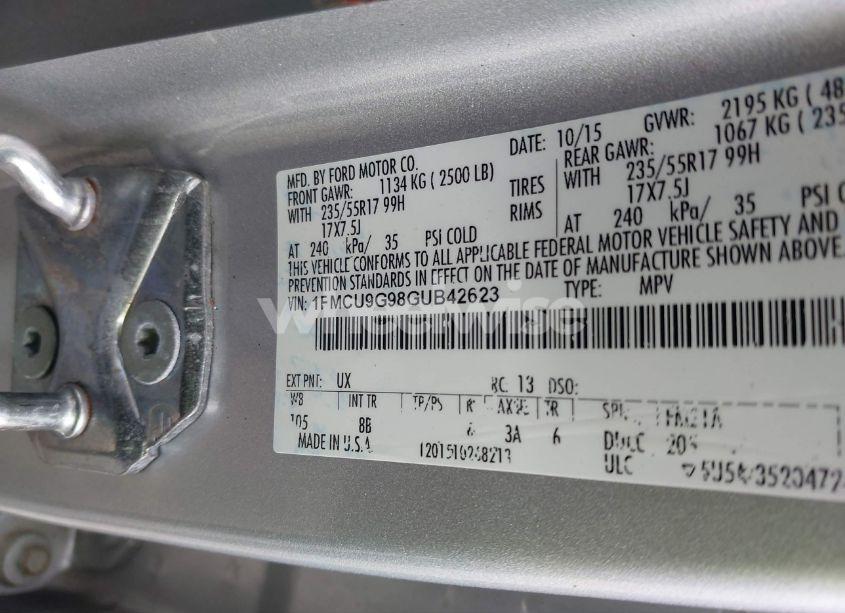 Photo 9 of 2016 Ford Escape SE (VIN 1FMCU9G98GUB42623)