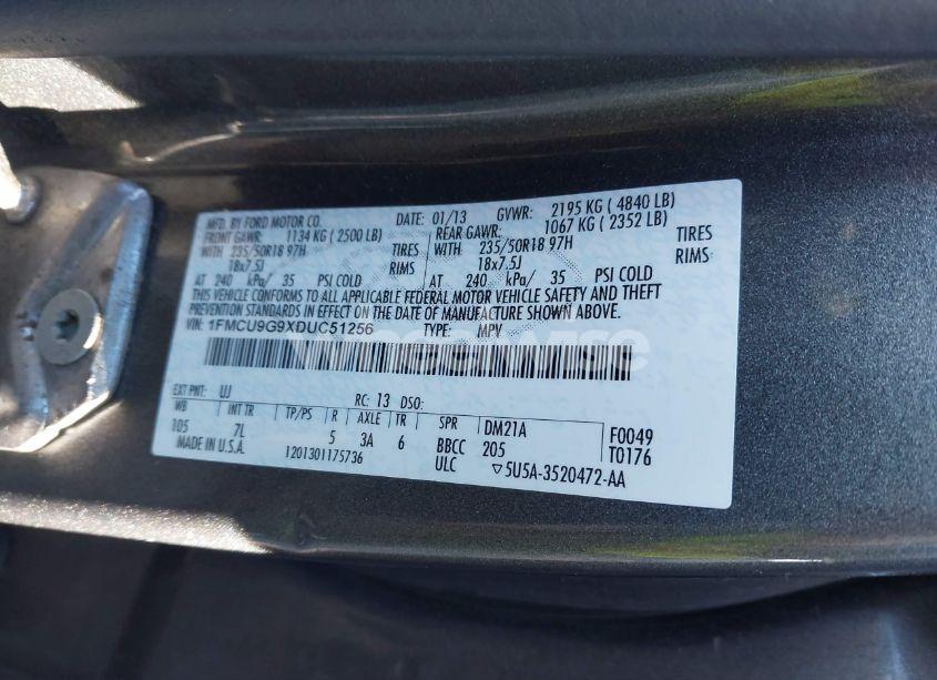 Photo 9 of 2013 Ford Escape SE (VIN 1FMCU9G9XDUC51256)