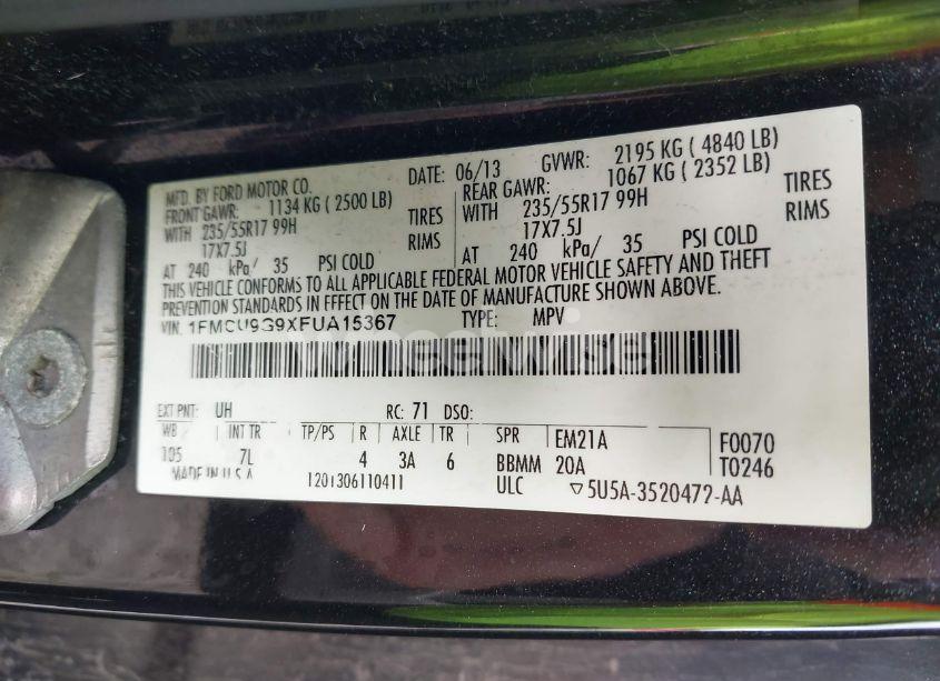 Photo 9 of 2014 Ford Escape SE (VIN 1FMCU9G9XEUA15367)