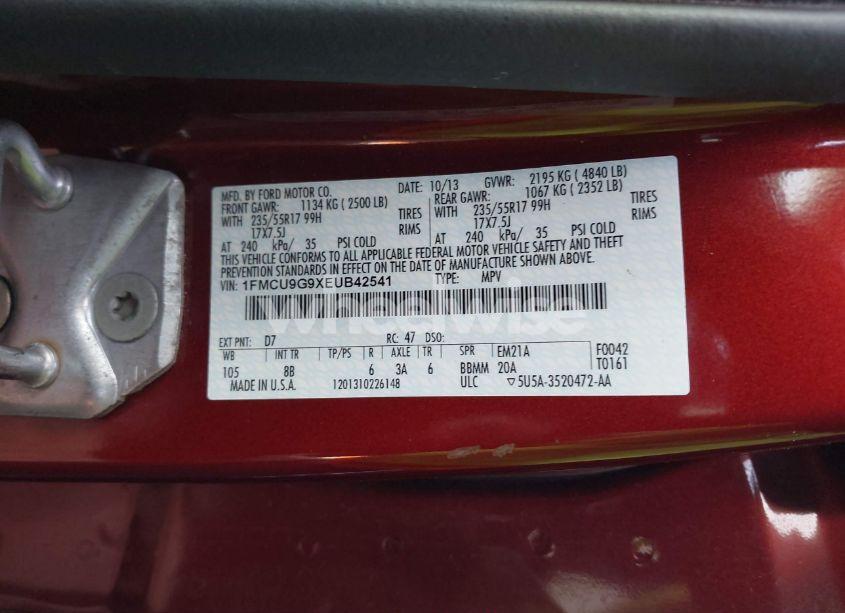 Photo 9 of 2014 Ford Escape SE (VIN 1FMCU9G9XEUB42541)