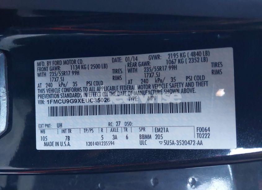 Photo 9 of 2014 Ford Escape SE (VIN 1FMCU9G9XEUC35026)