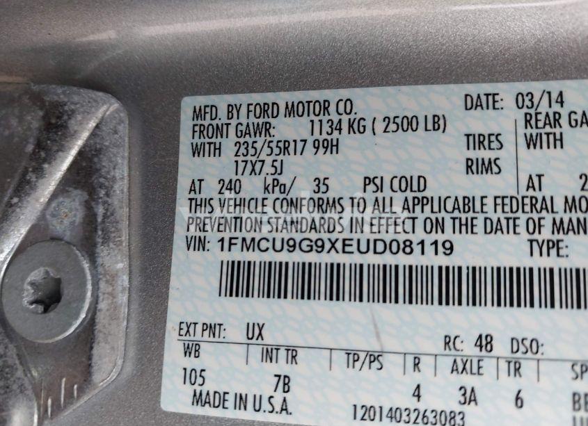 Photo 9 of 2014 Ford Escape SE (VIN 1FMCU9G9XEUD08119)