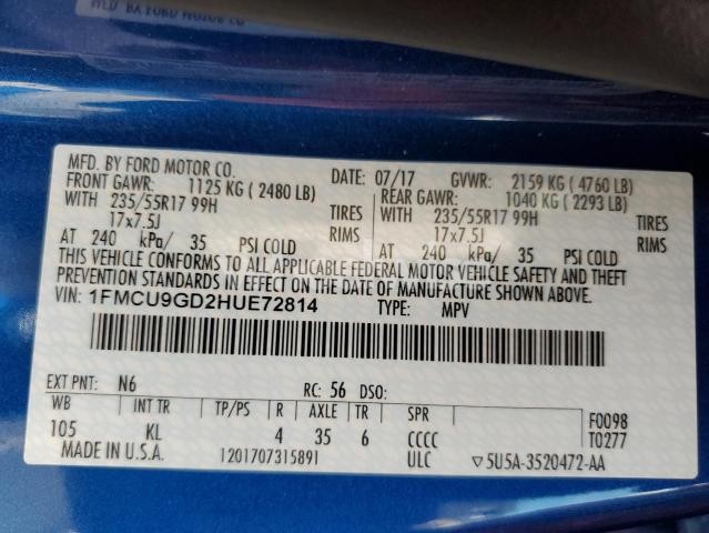 Photo 7 of 2017 FORD ESCAPE SE (VIN 1FMCU9GD2HUE72814)