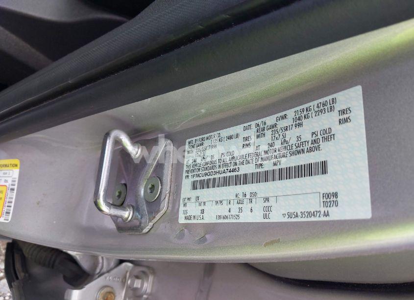 Photo 9 of 2017 Ford Escape SE (VIN 1FMCU9GD3HUA74463)