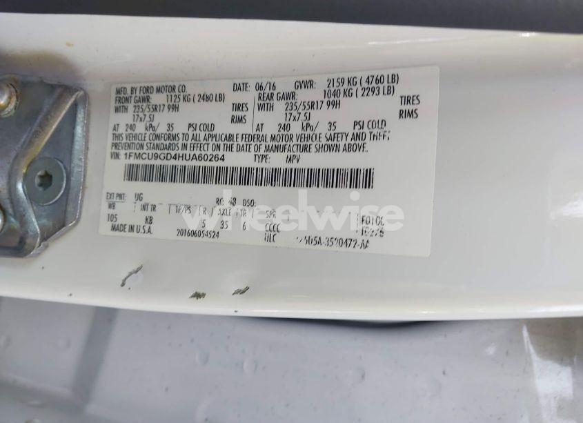 Photo 9 of 2017 Ford Escape SE (VIN 1FMCU9GD4HUA60264)