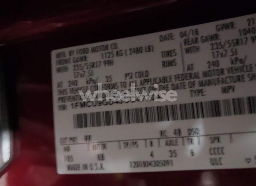 Photo 9 of 2018 Ford Escape SE (VIN 1FMCU9GD4JUC47204)