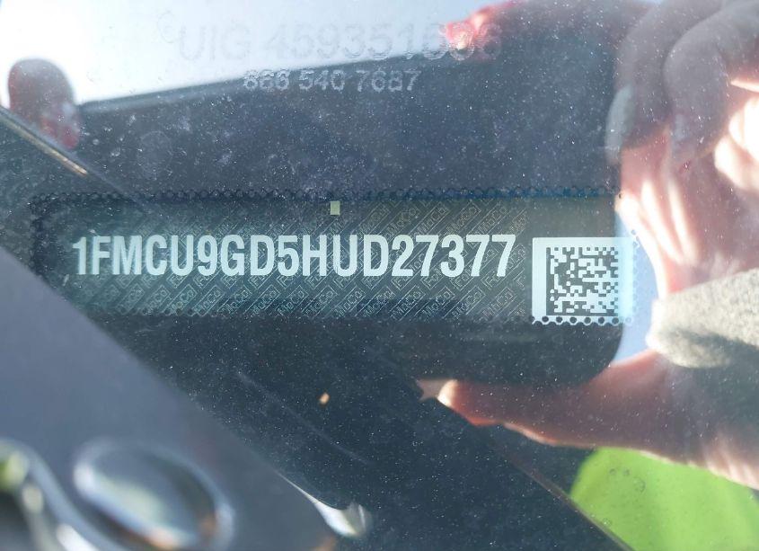 Photo 9 of 2017 Ford Escape SE (VIN 1FMCU9GD5HUD27377)