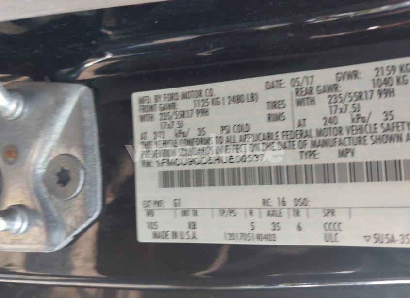 Photo 9 of 2017 Ford Escape SE (VIN 1FMCU9GD5HUE00537)