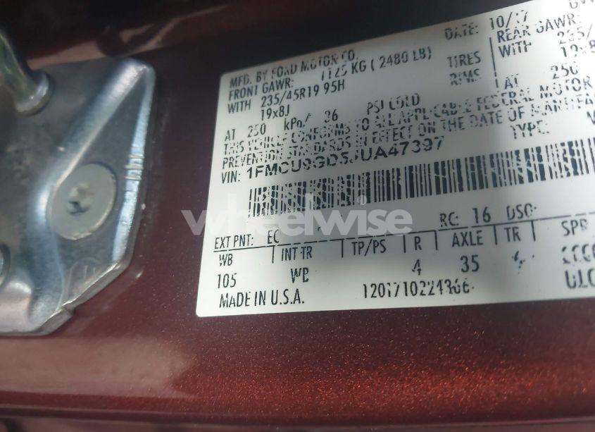 Photo 9 of 2018 Ford Escape SE (VIN 1FMCU9GD5JUA47397)