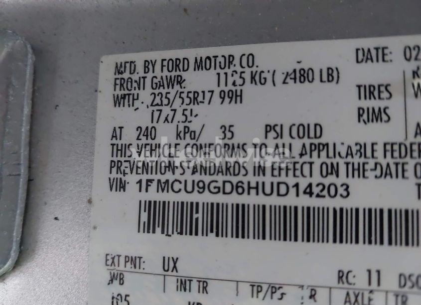 Photo 9 of 2017 Ford Escape SE (VIN 1FMCU9GD6HUD14203)