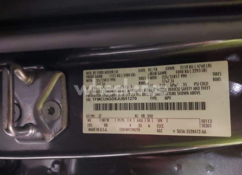 Photo 9 of 2018 Ford Escape SE (VIN 1FMCU9GD8JUB51270)