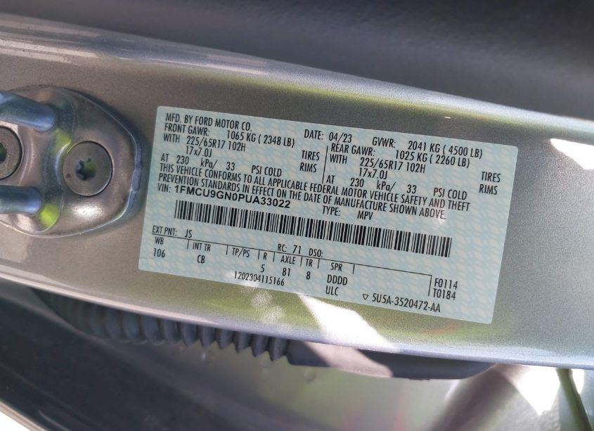 Photo 9 of 2023 Ford Escape ACTIVE (VIN 1FMCU9GN0PUA33022)