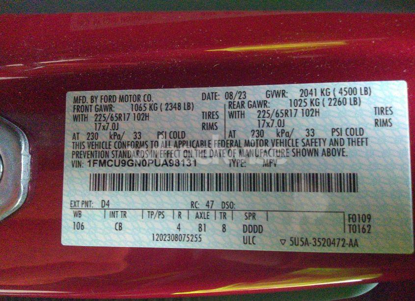 Photo 9 of 2023 Ford Escape ACTIVE (VIN 1FMCU9GN0PUA98131)