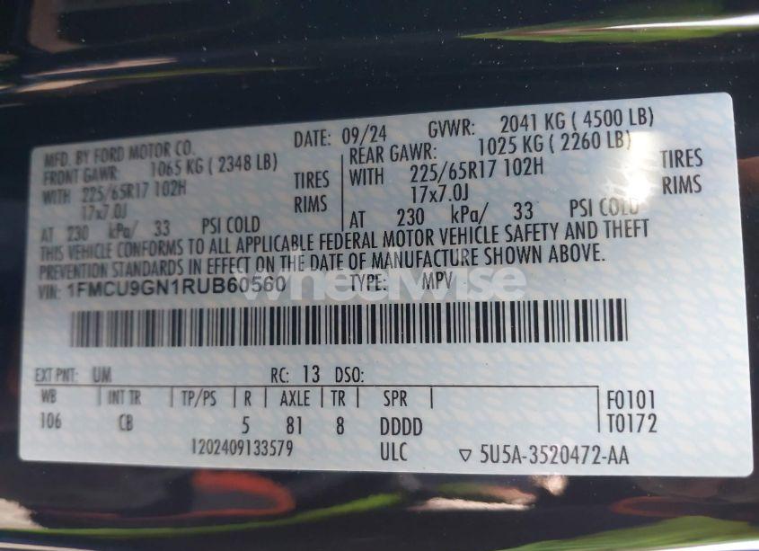 Photo 9 of 2024 Ford Escape ACTIVE (VIN 1FMCU9GN1RUB60560)