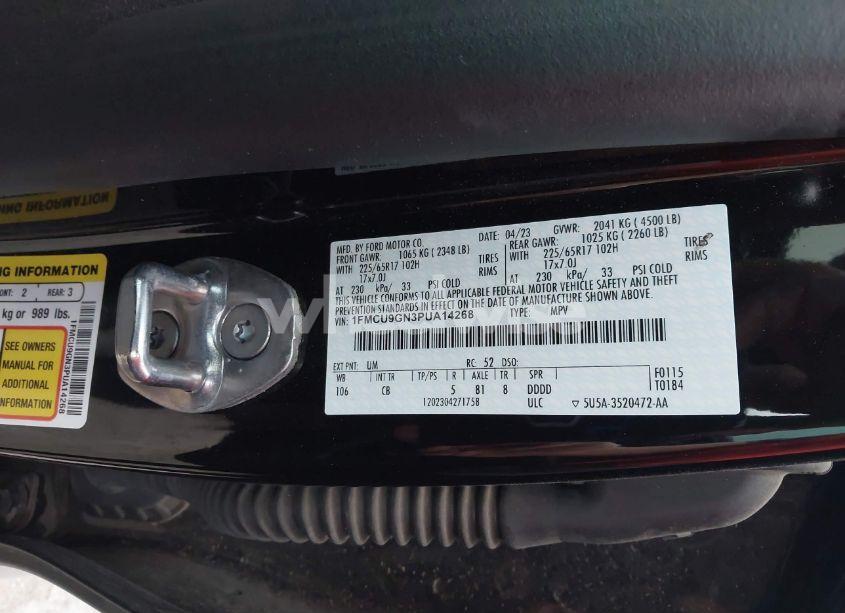 Photo 9 of 2023 Ford Escape ACTIVE (VIN 1FMCU9GN3PUA14268)