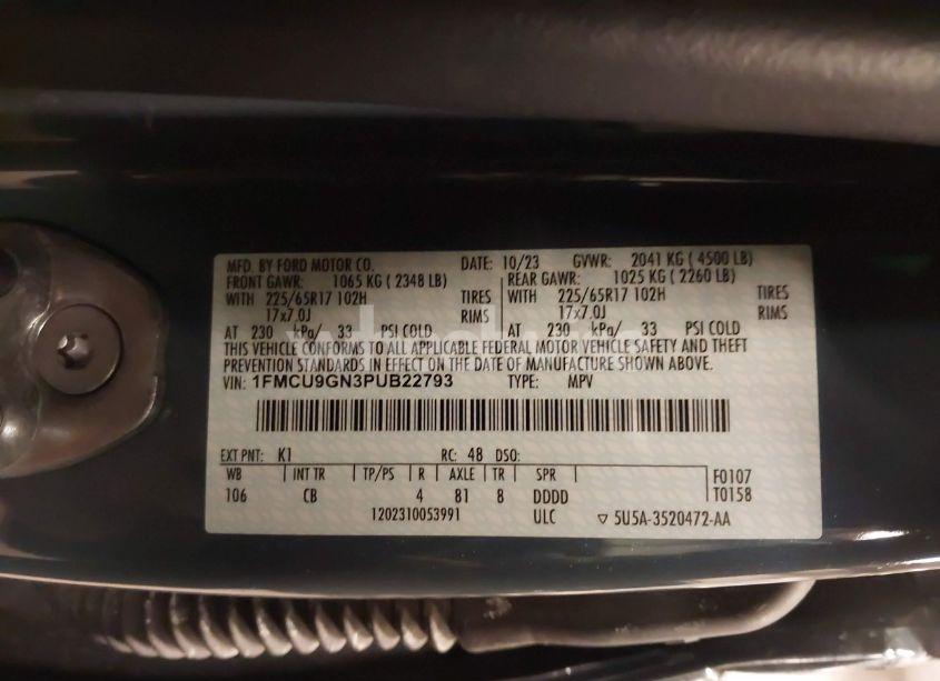 Photo 9 of 2023 Ford Escape ACTIVE (VIN 1FMCU9GN3PUB22793)