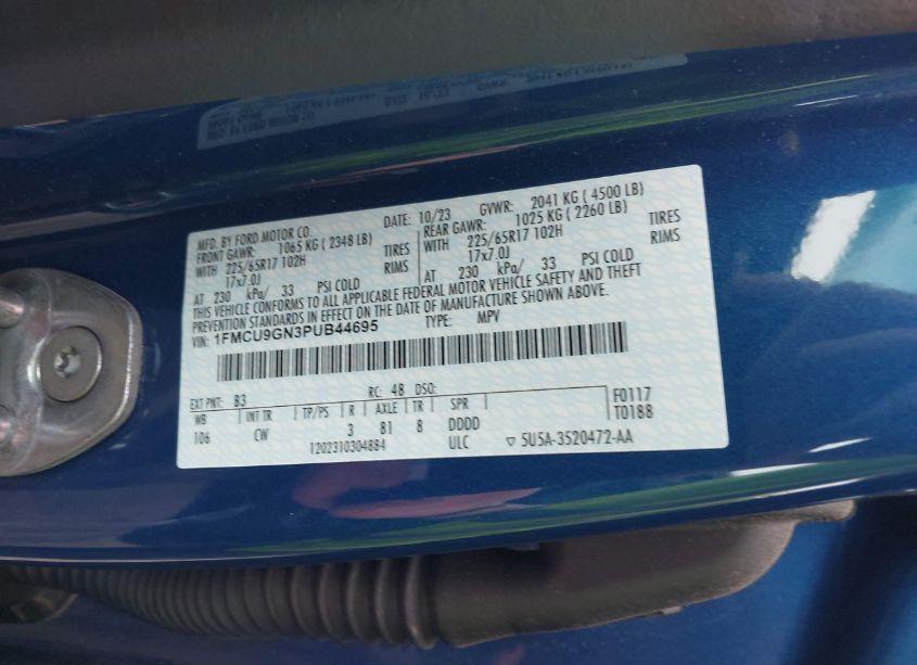 Photo 9 of 2023 Ford Escape ACTIVE (VIN 1FMCU9GN3PUB44695)