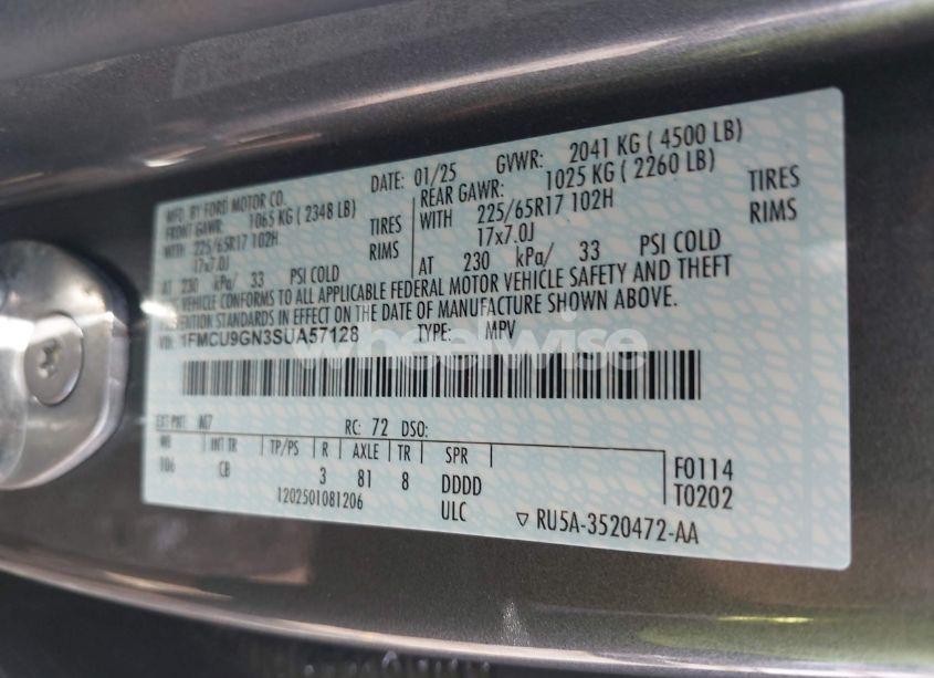 Photo 9 of 2025 Ford Escape ACTIVE (VIN 1FMCU9GN3SUA57128)