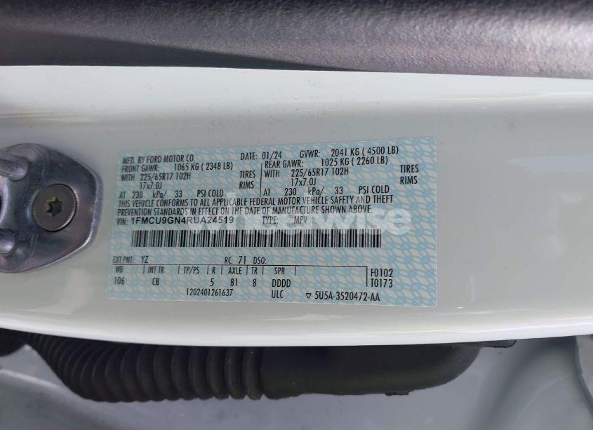 Photo 9 of 2024 Ford Escape ACTIVE (VIN 1FMCU9GN4RUA24519)