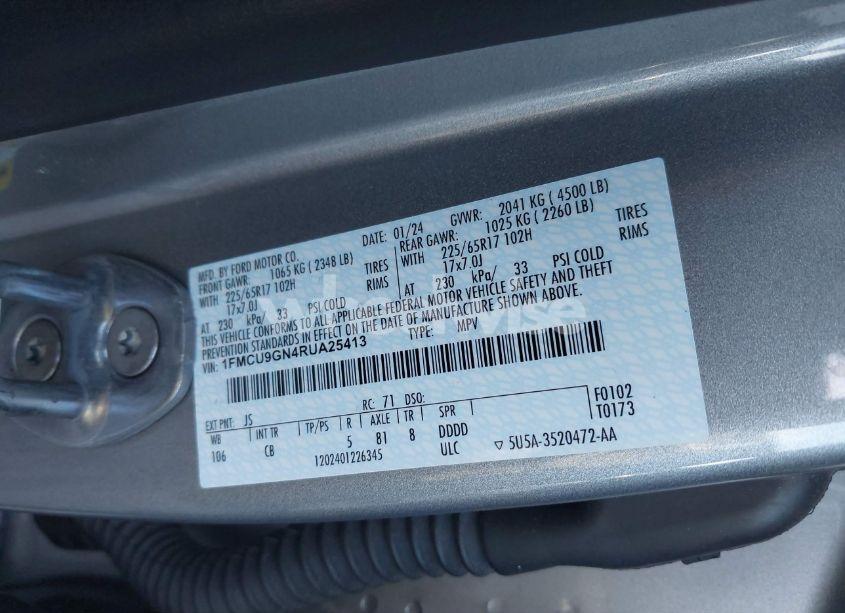 Photo 9 of 2024 Ford Escape ACTIVE (VIN 1FMCU9GN4RUA25413)