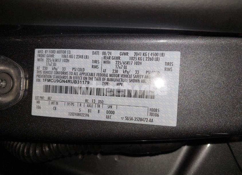Photo 9 of 2024 Ford Escape ACTIVE (VIN 1FMCU9GN4RUB31179)