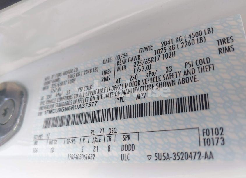 Photo 9 of 2024 Ford Escape ACTIVE (VIN 1FMCU9GN6RUA37577)