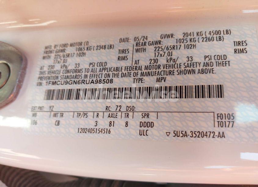 Photo 9 of 2024 Ford Escape ACTIVE (VIN 1FMCU9GN6RUA98508)