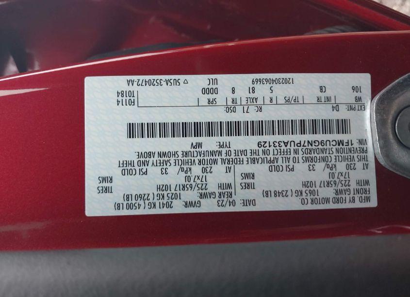 Photo 9 of 2023 Ford Escape ACTIVE (VIN 1FMCU9GN7PUA33129)