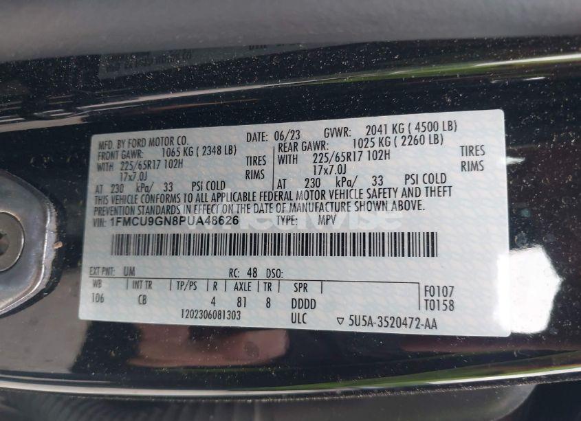 Photo 9 of 2023 Ford Escape ACTIVE (VIN 1FMCU9GN8PUA48626)