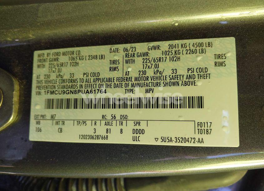 Photo 9 of 2023 Ford Escape ACTIVE (VIN 1FMCU9GN8PUA61764)