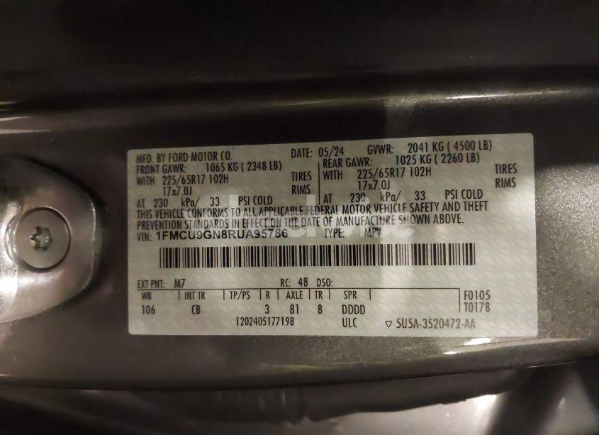 Photo 9 of 2024 Ford Escape ACTIVE (VIN 1FMCU9GN8RUA95786)