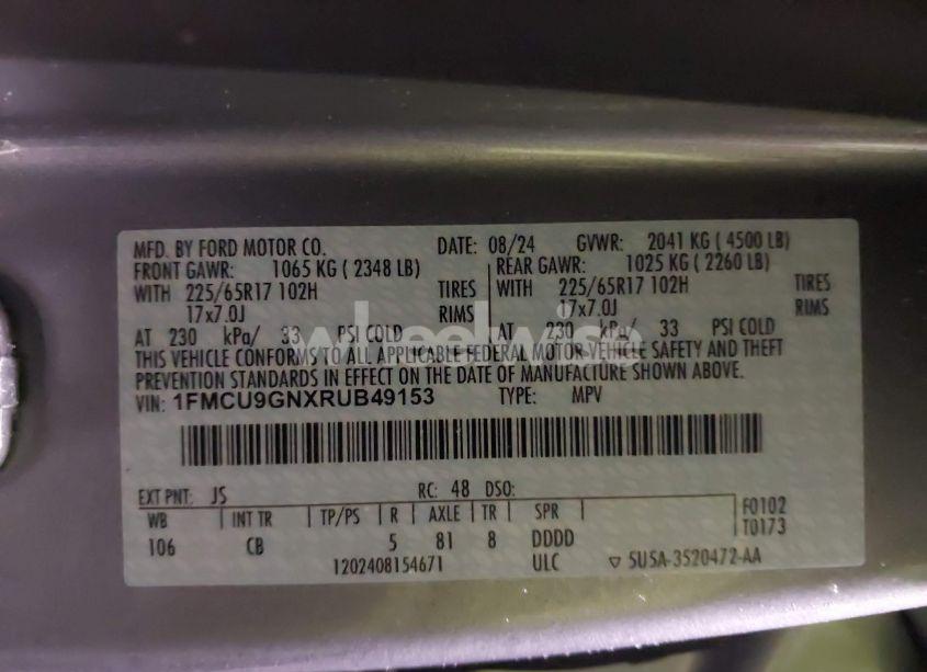 Photo 9 of 2024 Ford Escape ACTIVE (VIN 1FMCU9GNXRUB49153)