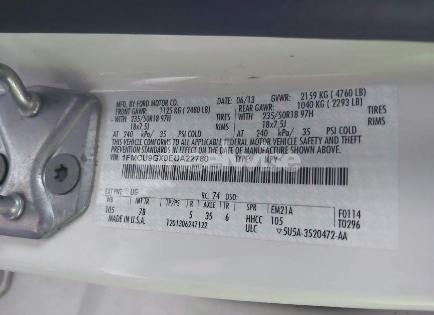 Photo 9 of 2014 Ford Escape SE (VIN 1FMCU9GX0EUA22780)